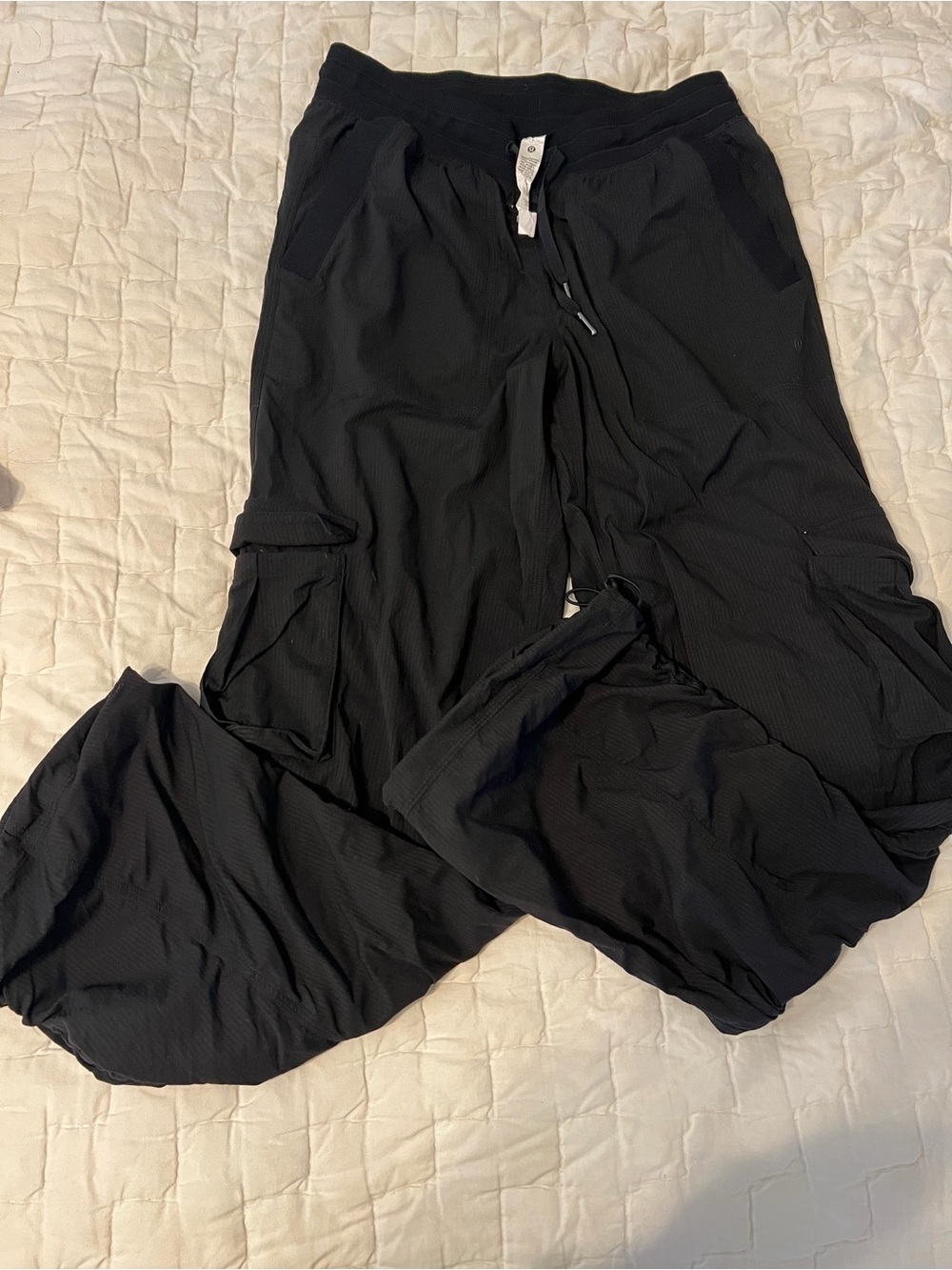 lululemon athletica Black Ribbed Waistband cargo dance pants
